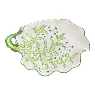 Vintage Italian Hand Painted Leaf Dish For Sale