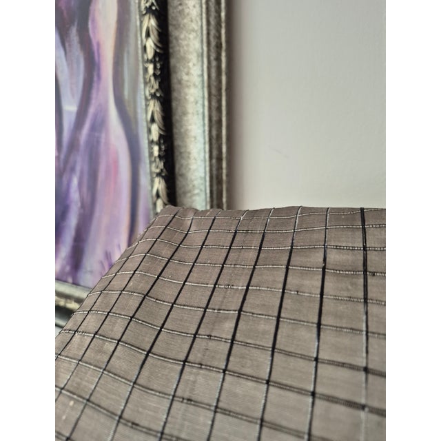 Designer Contemporary Silk Silver Gray Black Fabric -4.5 Yards For Sale - Image 12 of 14