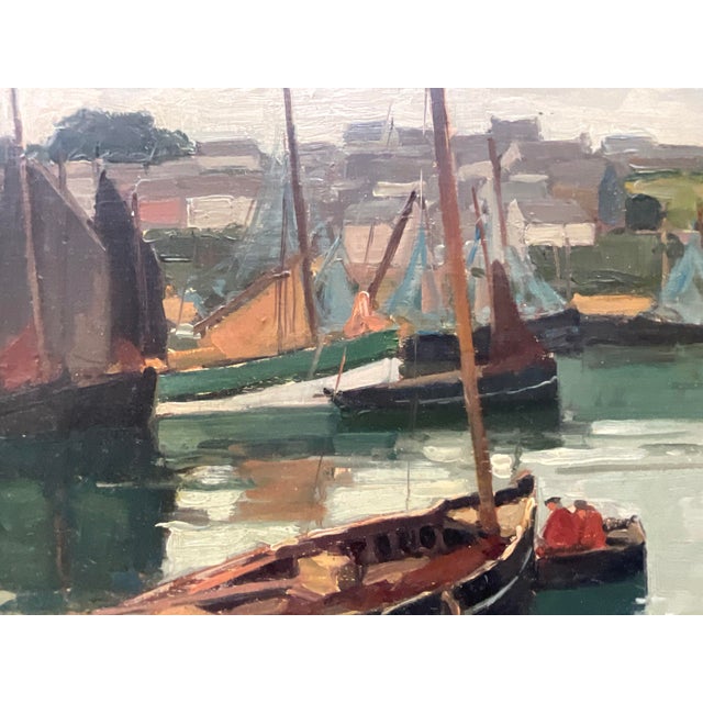 1930s French Impressionist Harbor Scene Oil Painting Lucien Lefebvre-Foinet Paris For Sale - Image 5 of 17