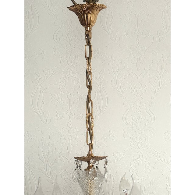 1960s Brass and Lead Crystal 8-Light Chandelier, 1960s For Sale - Image 5 of 15