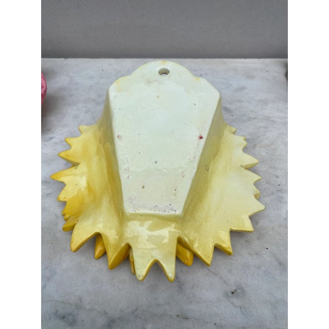 Late 19th Century Rare Majolica Pink Sunflower Wall Pocket Delphin Massier, Circa 1880 For Sale - Image 5 of 7