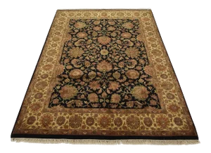 Agra Rug 8’1” X 10′ Black Wool Traditional Hand-Knotted Oriental Carpet