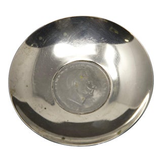 Mid 20th Century Sterling Silver Romania Coin Dish For Sale