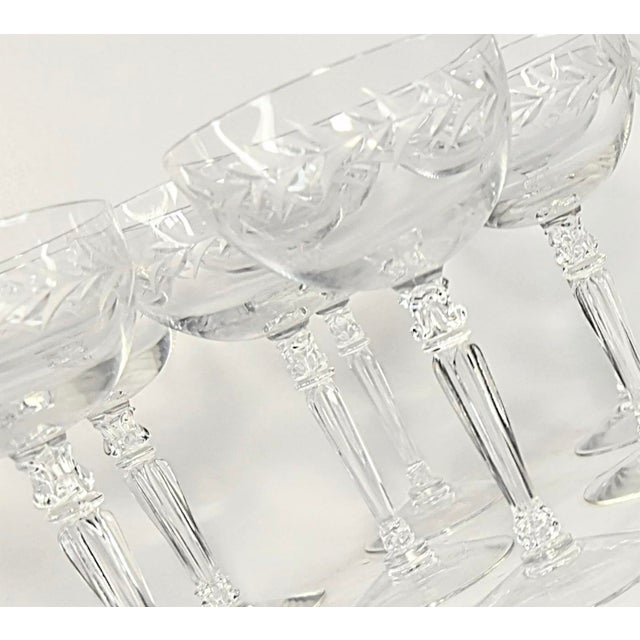 Vintage Handcut Laurel Champagne Coupes- Set of Eight For Sale - Image 10 of 13