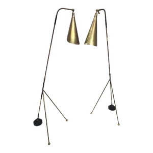 Mid 20th Century Bronze Adjustable Floor Lamps - a Pair