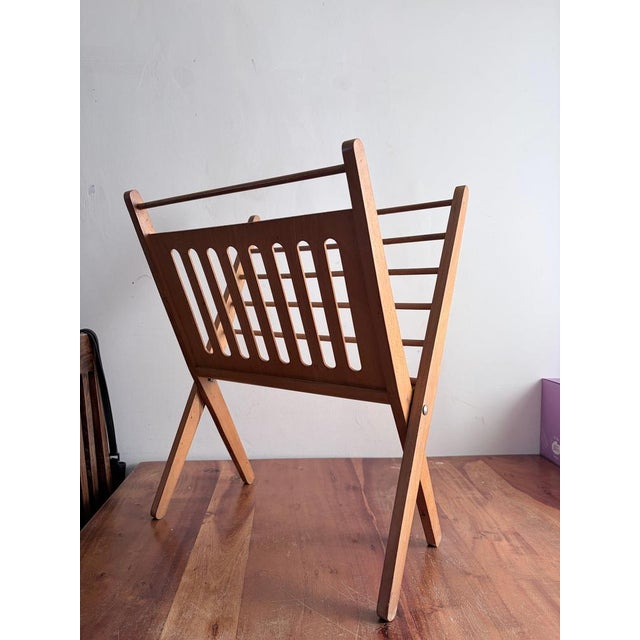 Mid-Century Modern Dutch Beech Folding Magazine Rack by Cees Braakman, 1890s For Sale - Image 10 of 13