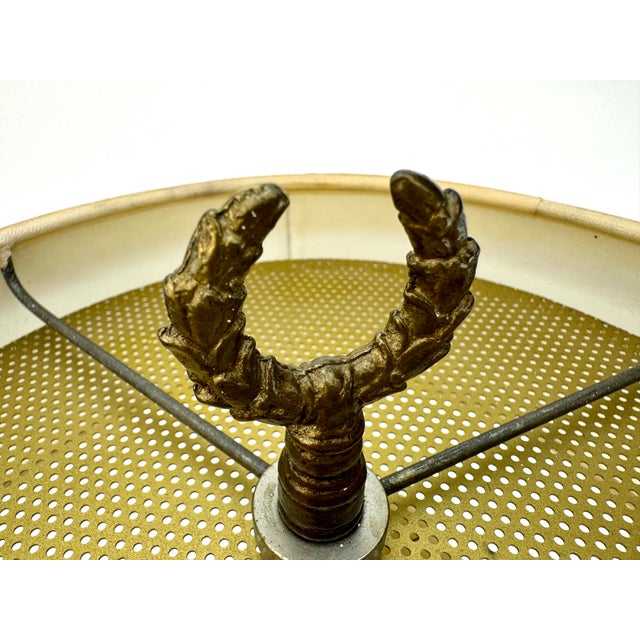 Vintage Italian Florentine and Brass Table Lamp For Sale - Image 4 of 12