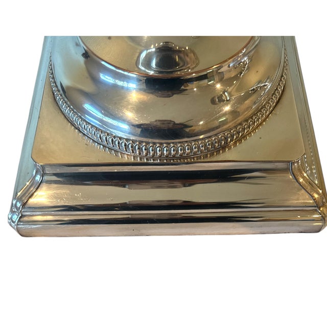 Silver Monumental Pair of Substantial Silver-Plated Standing Floor Candlesticks - 25" Tall For Sale - Image 8 of 10