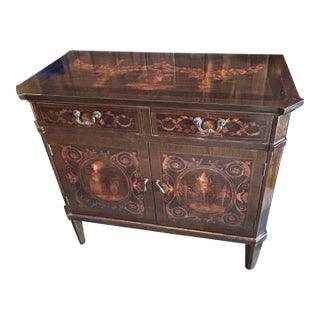 Marquetry Style Neoclassical Cabinet Console For Sale