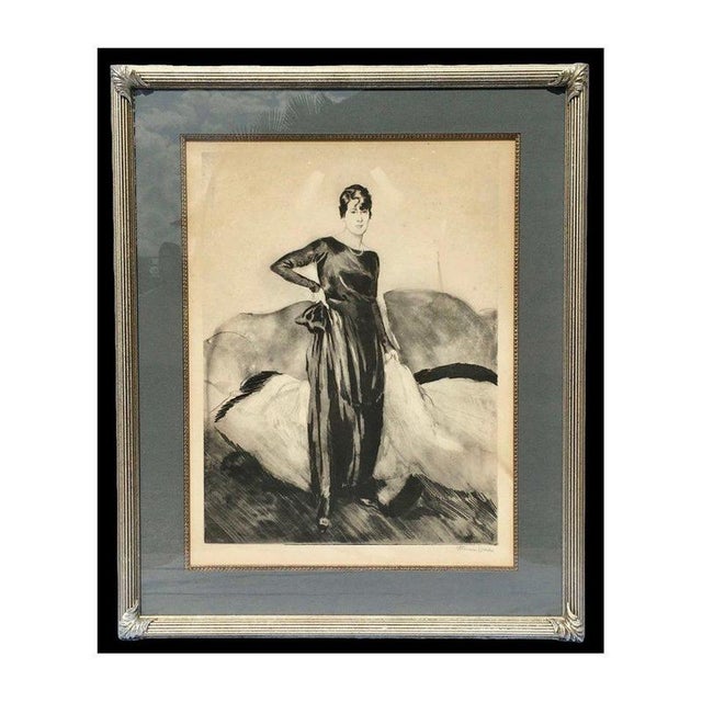 Etienne Drian, Large Portrait of a Woman, Charcoal Drawing For Sale - Image 6 of 6