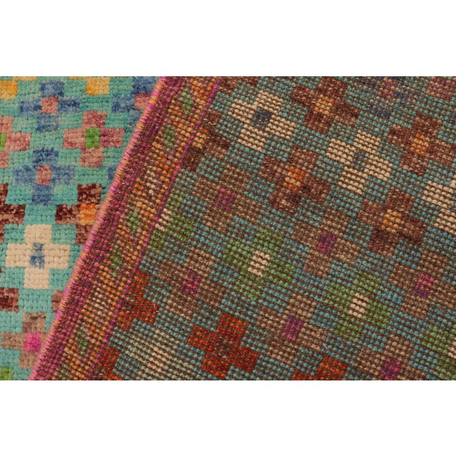 Eclectic Balochi Blue/Orange Wool Rug - 4'10''x8'3'' For Sale - Image 9 of 11