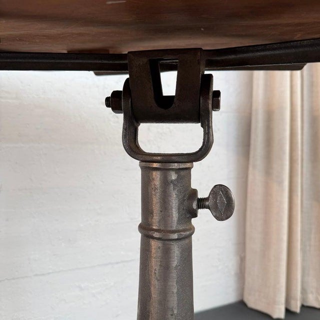 Early 20th Century Industrial Chestnut and Cast Iron Drafting Table For Sale - Image 10 of 12