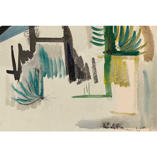 MCM painting on artist board by artist Robert Colborne (1931-2002) of New York. Signed and dated lower right, estate stamp...