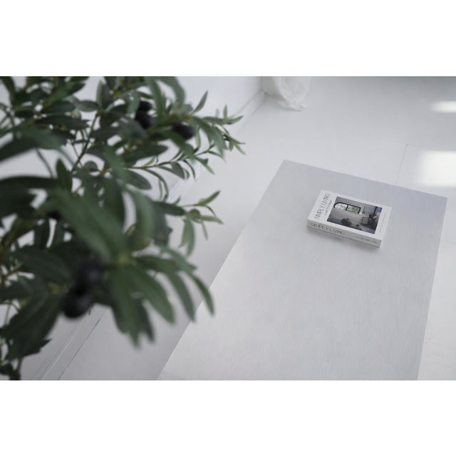 Sculptural Coffee Table in Brushed Aluminum with Black Base by Veliento For Sale - Image 9 of 14