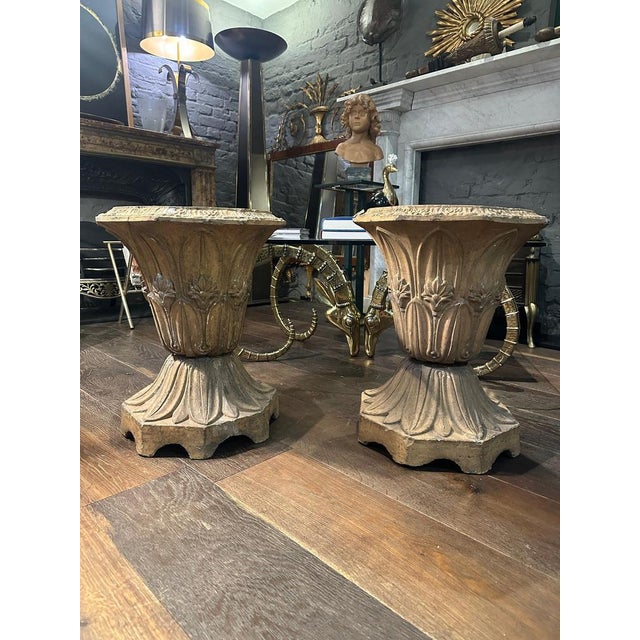 Cream Antique Buff Terracotta English Urns, 1880, Set of 2 For Sale - Image 8 of 18