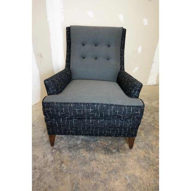 I love the form of this chair. The use of curves. How the arms flare out and the solid walnut legs. We upholstered this in...