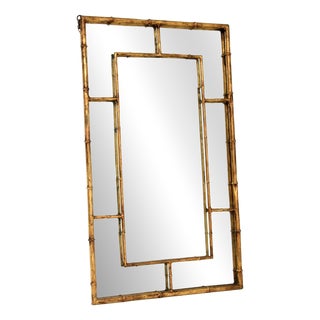 Vintage Italian Gilt Metal Mirror, 1971 For Sale