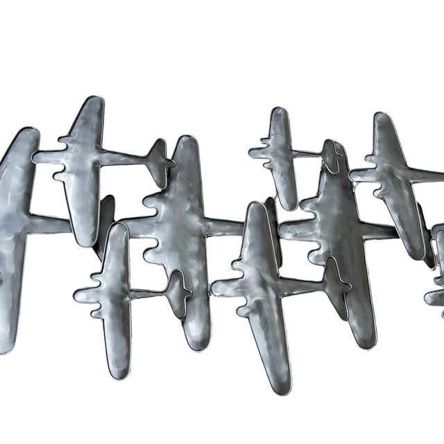 Postmodern Brush Steel Airplane Fighter Plane Wall Sculpture by Artisan House For Sale In Los Angeles - Image 6 of 11