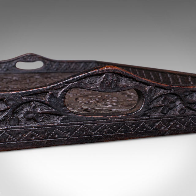 Antique Carved Serving Tray, Anglo-Indian, Afternoon Tea Platter, Late Victorian For Sale - Image 10 of 10