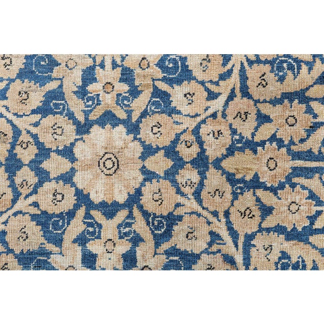 Textile Fine Antique Persian Kirman Blue Handmade Wool Carpet For Sale - Image 7 of 9