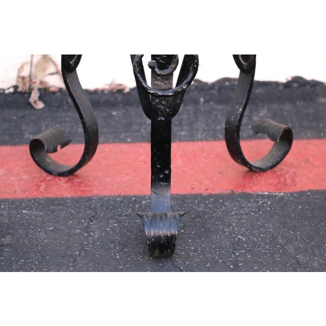 Antique 1920s Olive Green Glazed Oil Jar With Wrought Iron Stand For Sale - Image 14 of 16