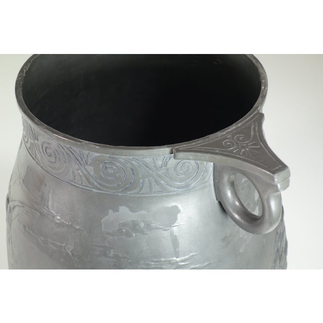 Gray Art Nouveau Pewter Kayser Birds Flowers Vase, 1900s For Sale - Image 8 of 12