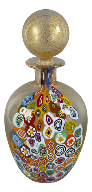 Millefiori Murano Glass Bottle with Gold Leaf and Murrine from Gambaro & Poggi, 1970s