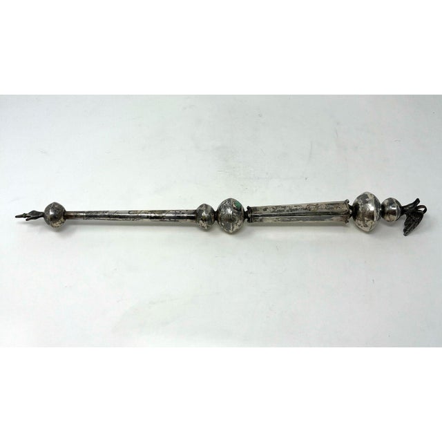 Extremely Rare Antique Silver Torah Pointer Dated 1844 With Gemstones For Sale - Image 4 of 11