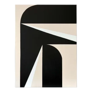 "Abstract Black & White Graphic No. 3" - 18" X 24" Mid Century Modern Painting