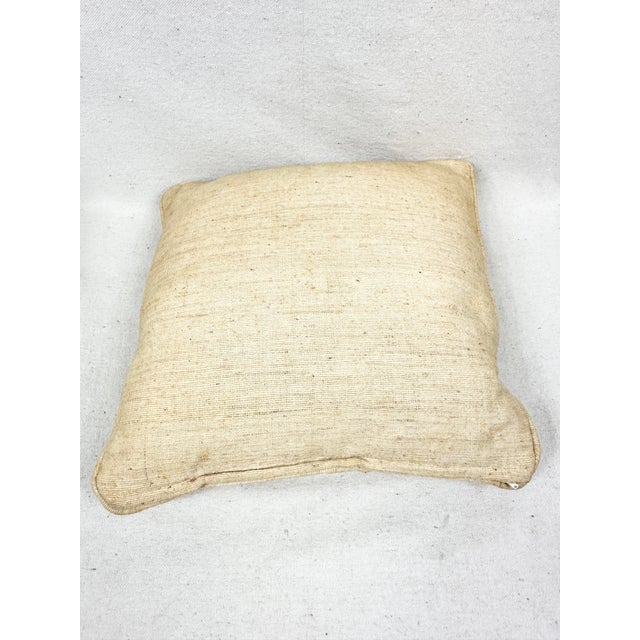 Off-white Vintage Handmade Boho Chic Needlepoint Pillow For Sale - Image 8 of 9