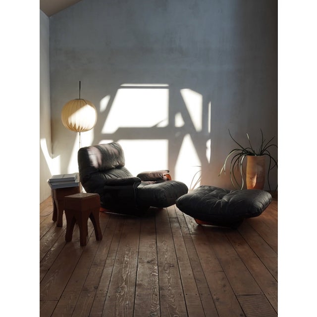 1970s Set of Vintage Lounge Chair and Ottoman by Michel Ducaroy for Ligne Roset, 1970 For Sale - Image 5 of 18