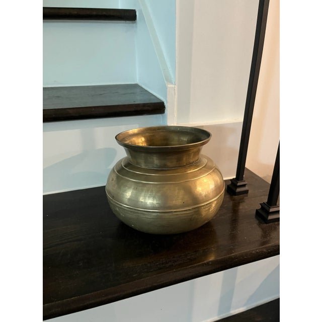 Mid-Century Modern Mid-Century Handcrafted Brass Indian Water Pot For Sale - Image 3 of 9