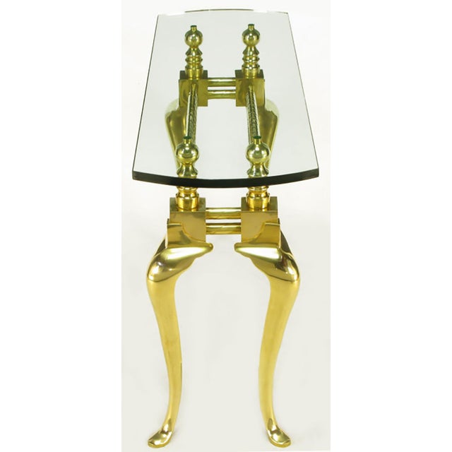 Cast & Polished Brass Cabriole Leg Console Table For Sale In Chicago - Image 6 of 8