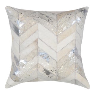 Pasargad Home Safari Chevron Silver Cowhide Pillow For Sale