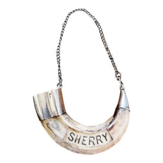 Antique British Colonial Sterling & Antler Decanter Tag For Sale