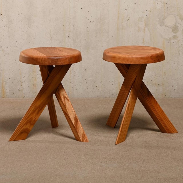 Stool S31 Model in Elmwood by Pierre Chapo, France For Sale - Image 10 of 18