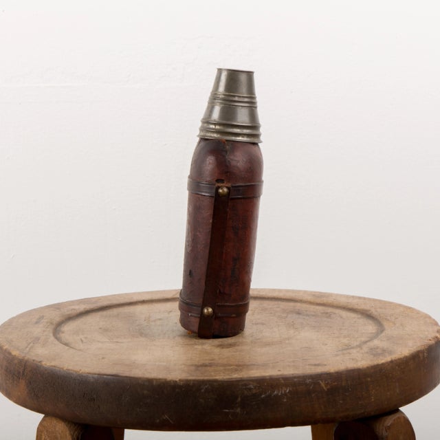 Arts & Crafts Vintage Leather Clad Flask For Sale - Image 3 of 8
