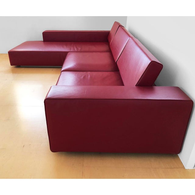 B&B Italia B&b Italia 'Andy' Red Leather Adjustable Sectional, Vintage Early 2000's For Sale - Image 4 of 13