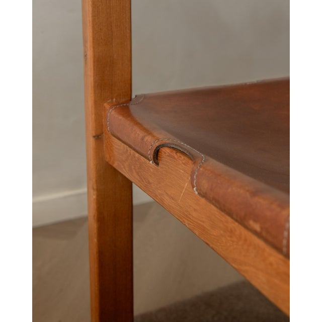 Brutalist Elm and Leather Dining Chairs from Maison Regain, 1970s, Set of 4 For Sale - Image 14 of 16