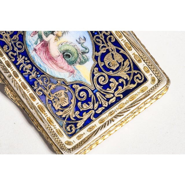 Amazing European 19th Century Antique Continental 800 Silver Gold Gilt Enamel Snuff Box Nereid Riding Hippocamp Neoclassical Art Tobacciana For Sale In New York - Image 6 of 16