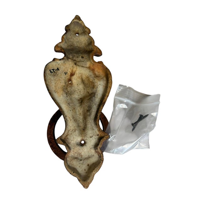 Early 20th Century Early 1900’s Cast Iron Large Door Kncker With Original Patina For Sale - Image 5 of 5