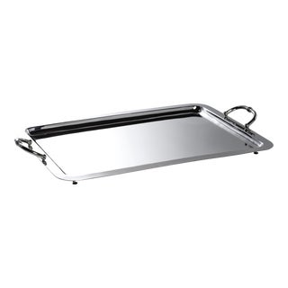 Manetta Polished Steel and Brass Tray, X-Large, Nickel For Sale