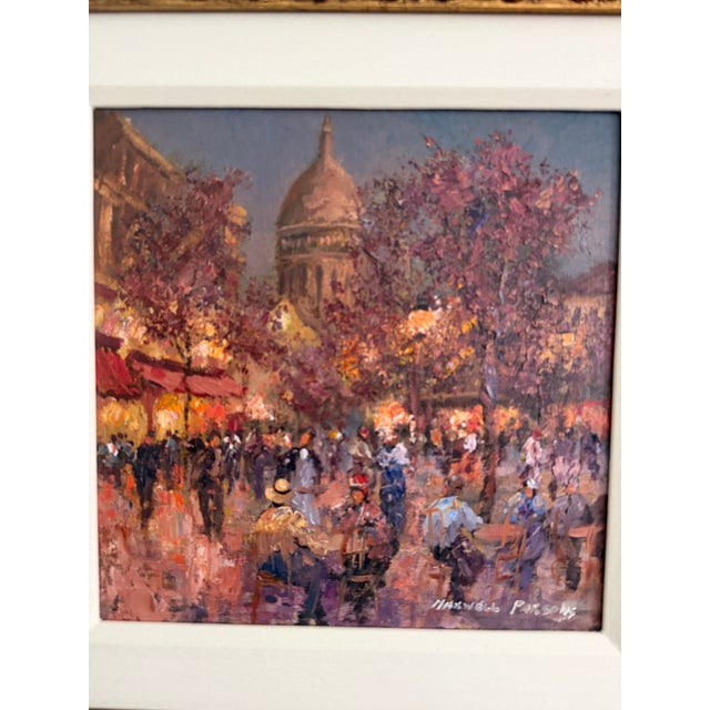Bronze Late 20th Century Maxwell Parsons Original Paris Street Scene Oil Painting in Custom Gallery Frame For Sale - Image 8 of 14