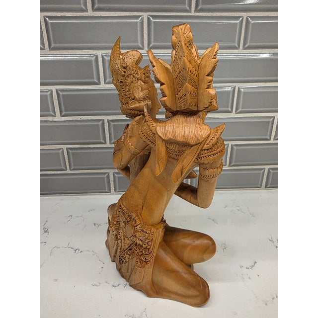 Art Deco Late 20th-Century Balinese Modernist Rama & Sita – 11.5-Inch Wood Carving [User] For Sale - Image 3 of 12