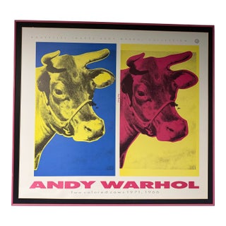Large 1989 Andy Warhol "Two Colored Cows" 1st Ed. Nouvelles Images Poster For Sale