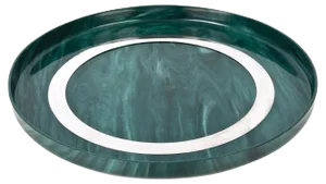 Large Mid-Century Italian Round Green Bakelite and Steel Serving Tray, 1980s