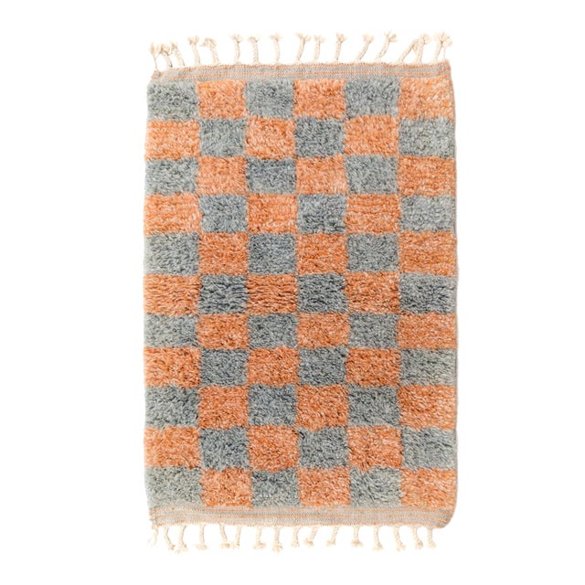 Slate & Terracotta Checkered Mini Rug - 2x3'" For Sale