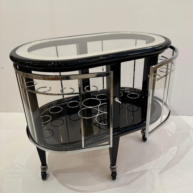Mid-20th Century Modernist Ebonized Bar Cart For Sale - Image 10 of 16