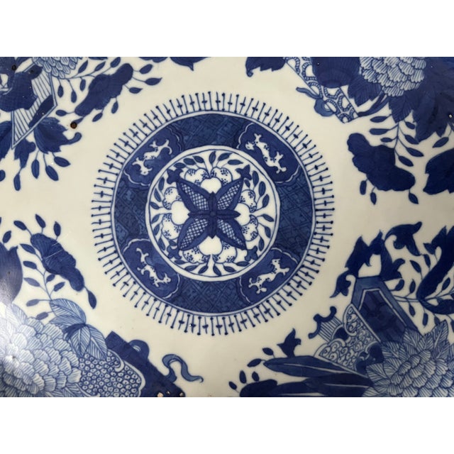 Early 19th Century Antique Chinese Fitzhugh Blue & White 17" Platter For Sale - Image 5 of 8