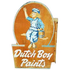 Vintage Mid-Century Dutch Boy Paints Trade Sign For Sale
